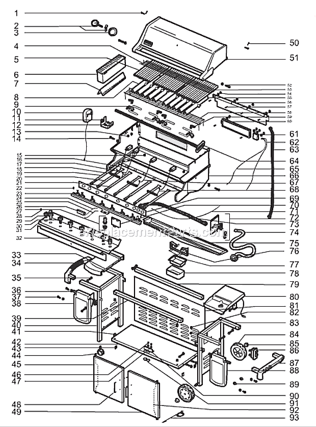Page A Diagram and Parts List for 5790001 2005 Weber Grill