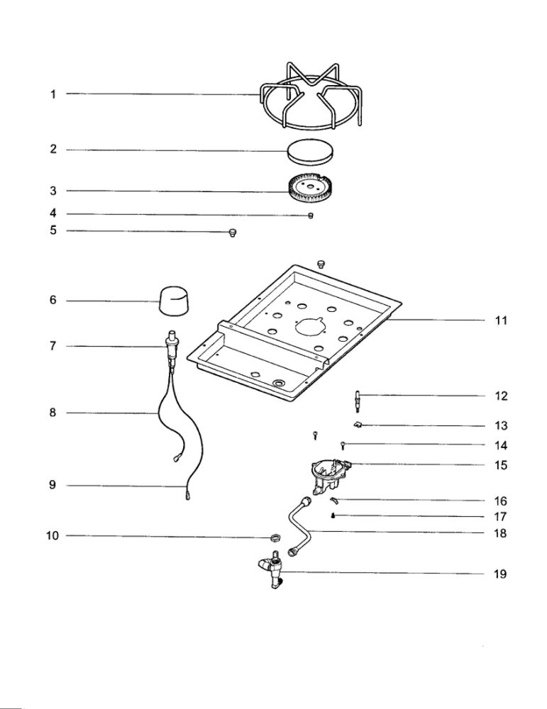 Side Burner Diagram and Parts List for S-450 NG Weber Grill