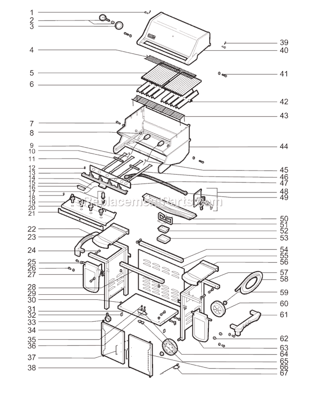 Page A Diagram and Parts List for 5810001 2005 Weber Grill