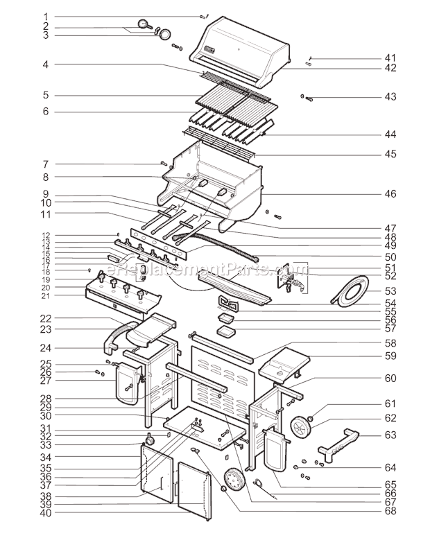 Page A Diagram and Parts List for 5820001 2005 Weber Grill