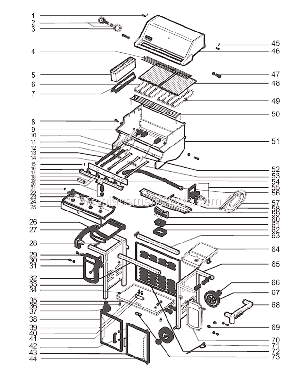Page A Diagram and Parts List for 5830001 2005 Weber Grill