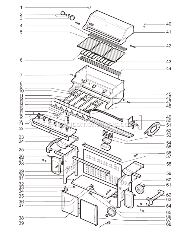 Page A Diagram and Parts List for 5860001 2005 Weber Grill