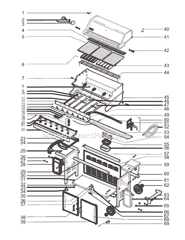 Page A Diagram and Parts List for 5870001 2005 Weber Grill