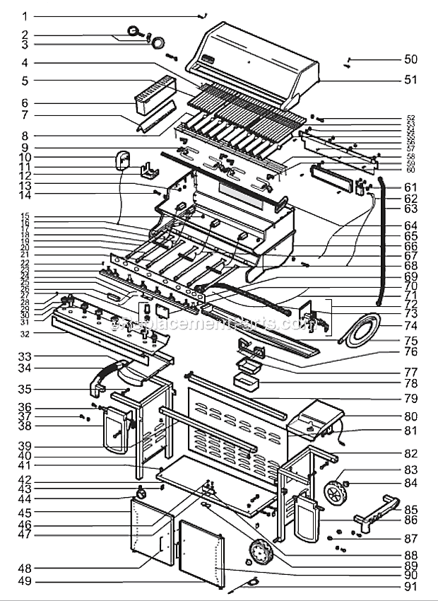 Page A Diagram and Parts List for 5890001  Weber Grill