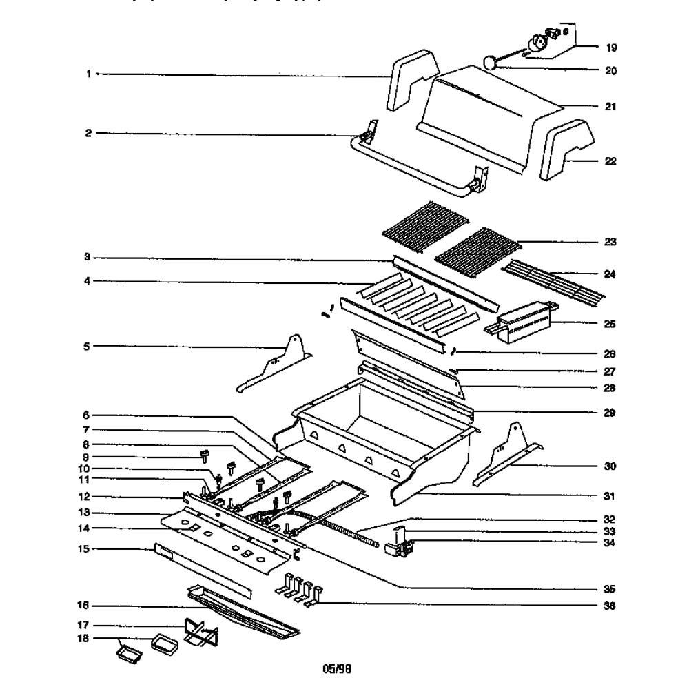 Cooking Module Diagram and Parts List for SUMMIT475NGCOOKMODULE  Weber Built-In Cooking