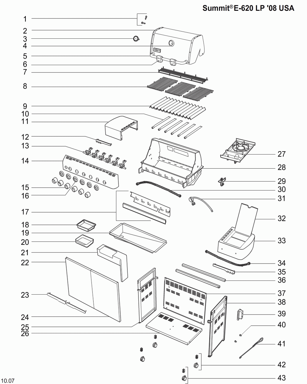 Diagram Diagram and Parts List for 1751001  Weber Grill