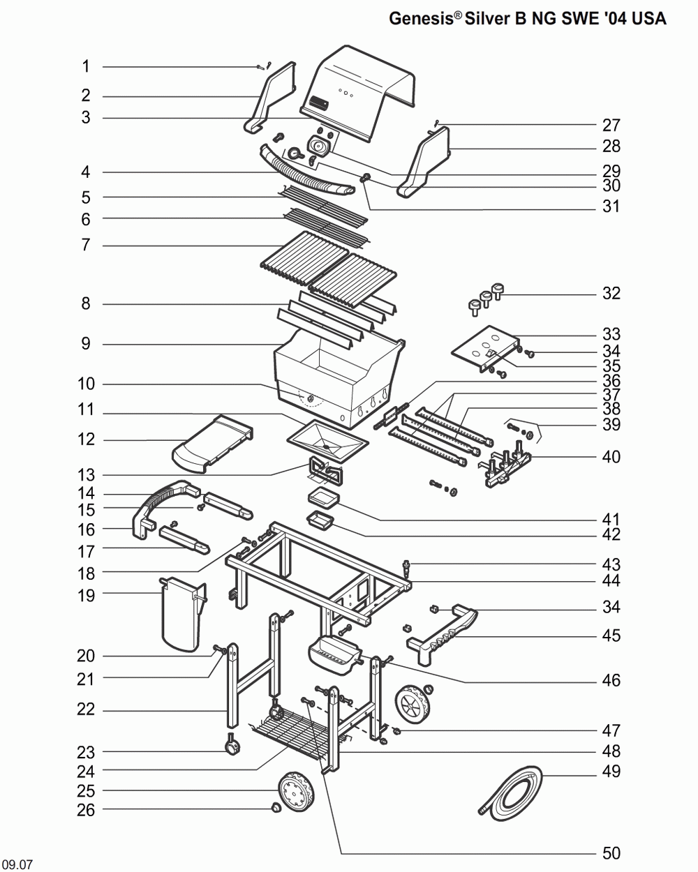 Diagram Diagram and Parts List for 6321009  Weber Grill