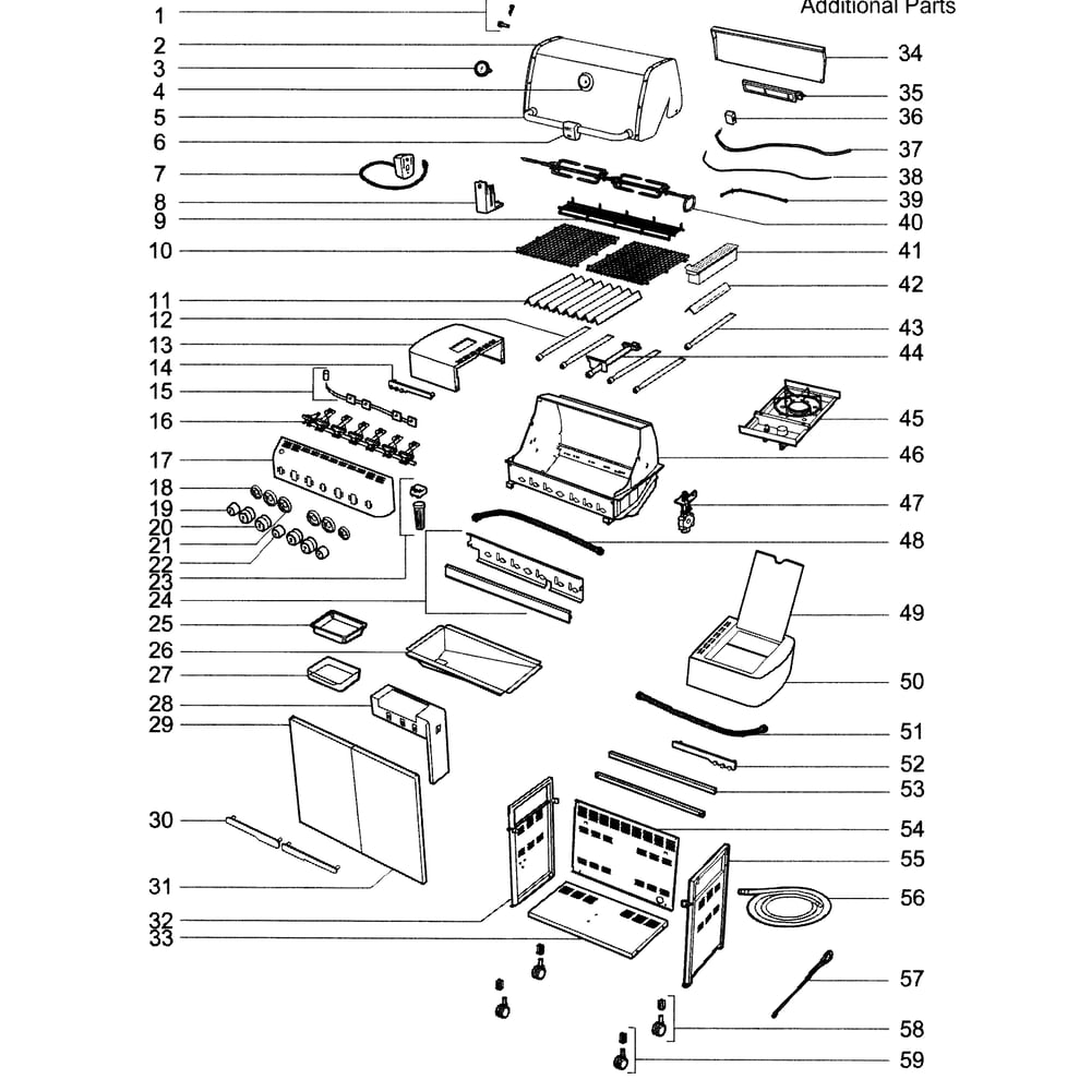 Cabinet Assembly Diagram and Parts List for SUMMITS-470NG2009  Weber Built-In Cooking