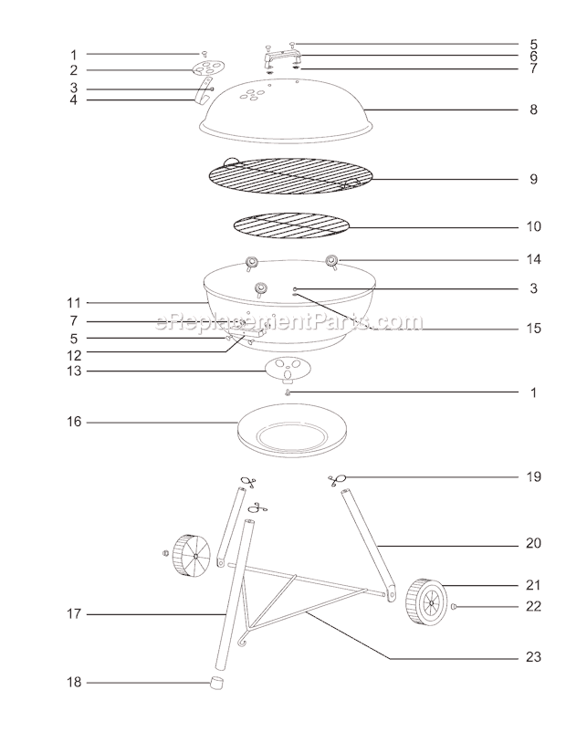 Page A Diagram and Parts List for 61504  Weber Grill