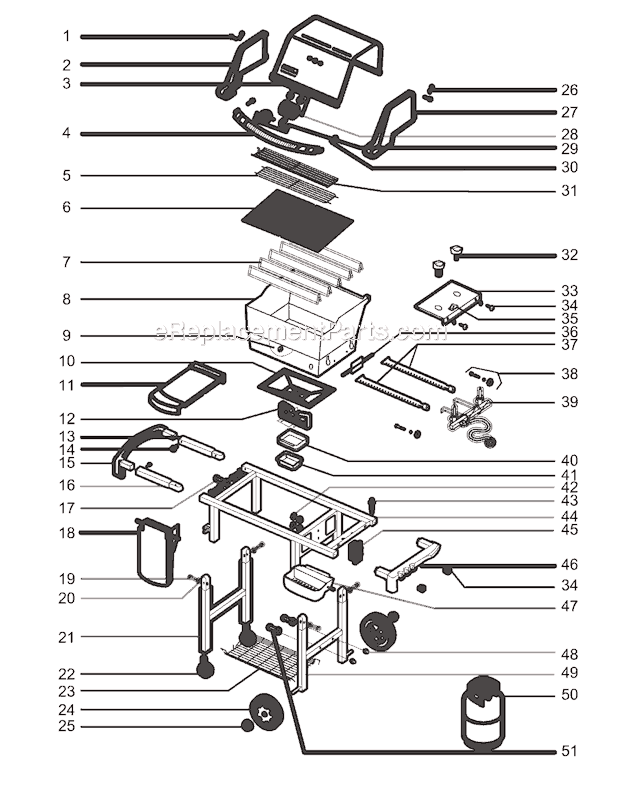 Page A Diagram and Parts List for 6211001 2004 Weber Grill