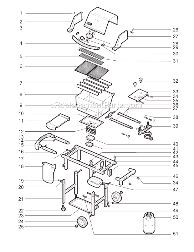 Page A Diagram and Parts List for 6211398  Weber Grill