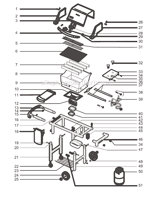 Page A Diagram and Parts List for 6211411 2004 Weber Grill