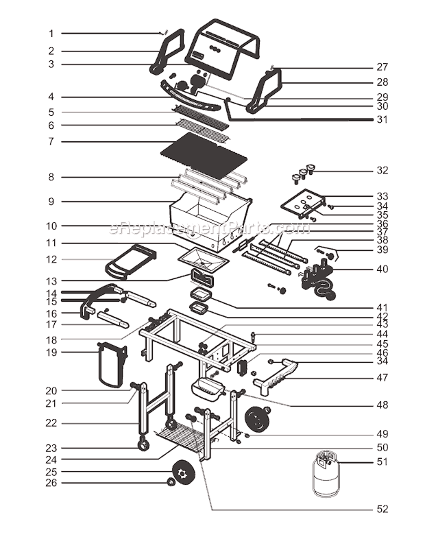 Page A Diagram and Parts List for 6221001 2004 Weber Grill