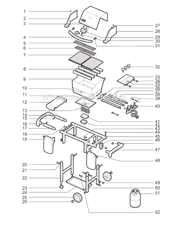 Page A Diagram and Parts List for 6221398 2004 Weber Grill