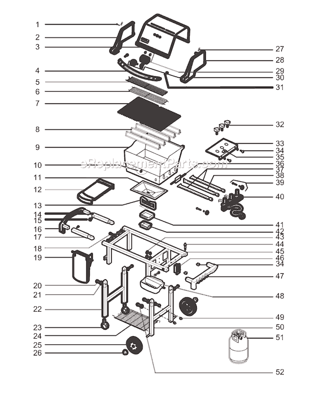 Page A Diagram and Parts List for 6221411 2004 Weber Grill