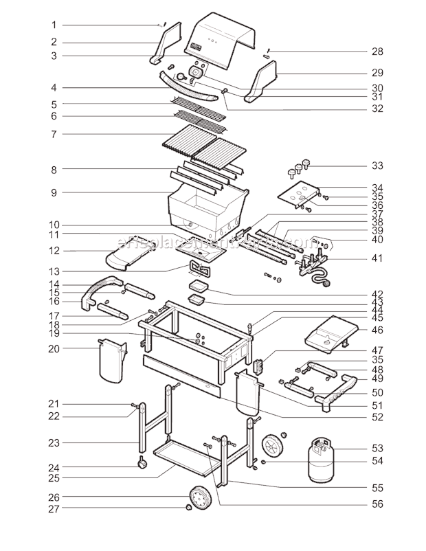 Page A Diagram and Parts List for 6231398 2004 Weber Grill