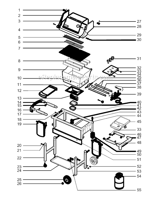 Page A Diagram and Parts List for 6250001 2004 Weber Grill