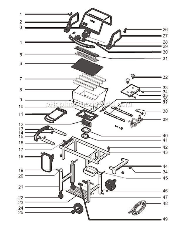 Page A Diagram and Parts List for 6311001 2004 Weber Grill