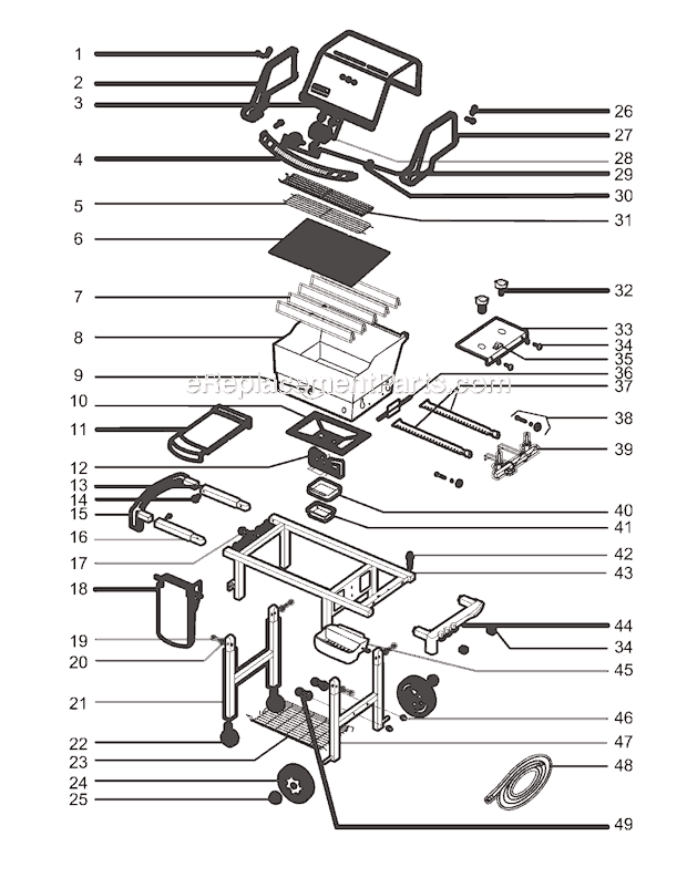Page A Diagram and Parts List for 6311411 2004 Weber Grill