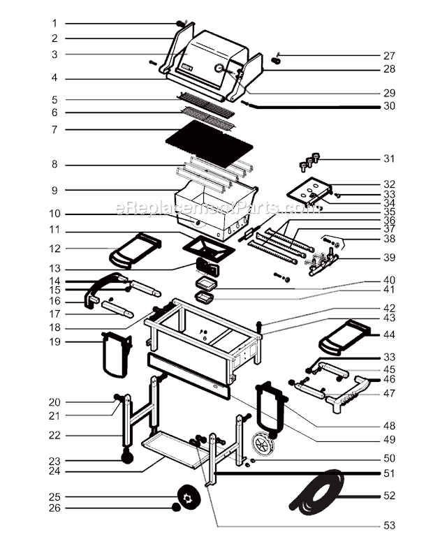Page A Diagram and Parts List for 6340001 2004 Weber Grill