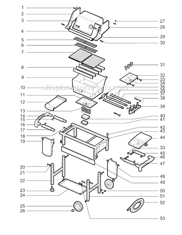 Page A Diagram and Parts List for 6350001 2004 Weber Grill
