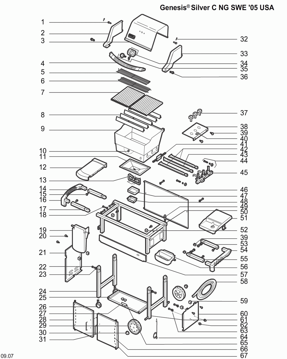 Diagram Diagram and Parts List for 6831409  Weber Grill