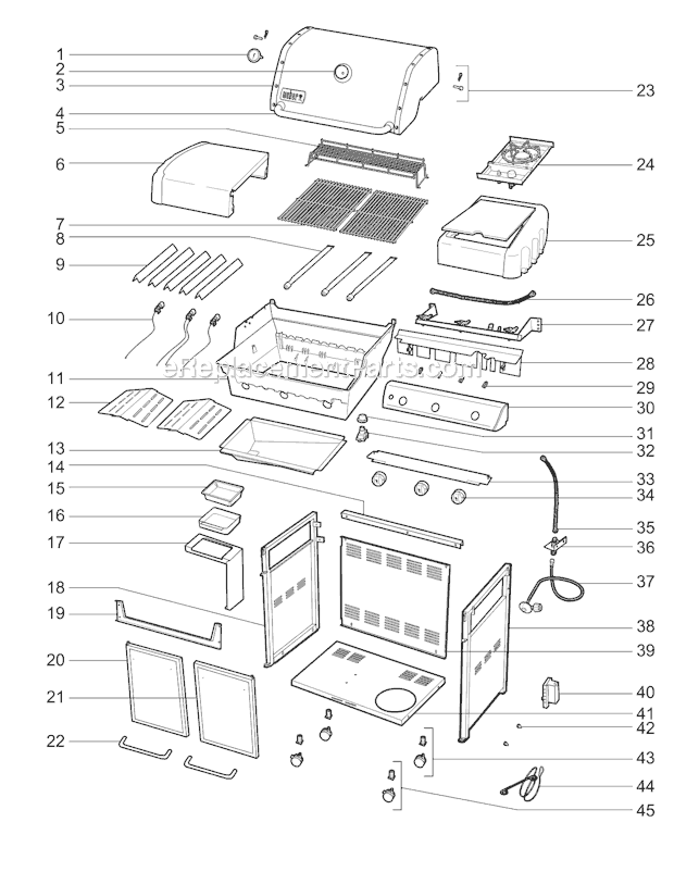 Page A Diagram and Parts List for 6521701  Weber Grill