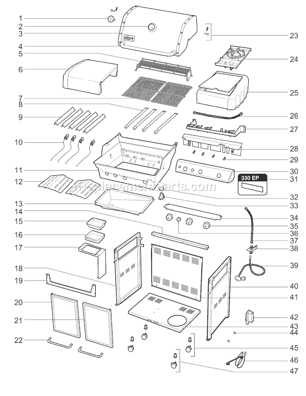 Page A Diagram and Parts List for 6531301  Weber Grill