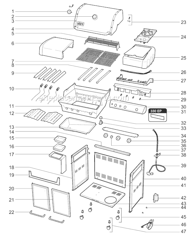 Page A Diagram and Parts List for 6531701  Weber Grill