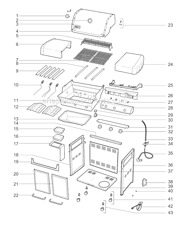 Page A Diagram and Parts List for 6550001  Weber Grill