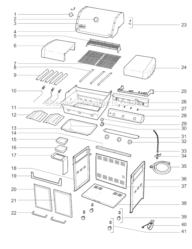 Page A Diagram and Parts List for 6611301  Weber Grill