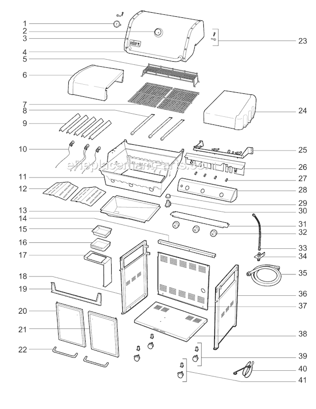 Page A Diagram and Parts List for 6611701  Weber Grill