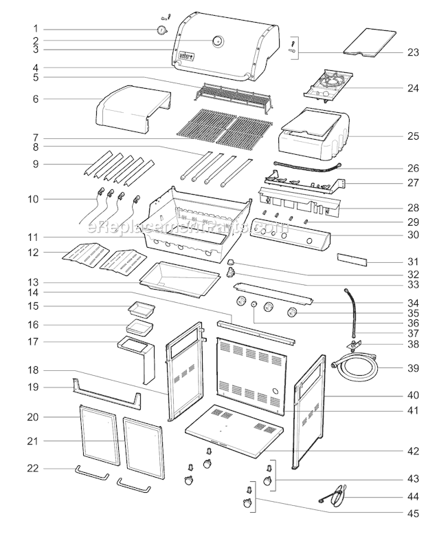 Page A Diagram and Parts List for 6631301  Weber Grill