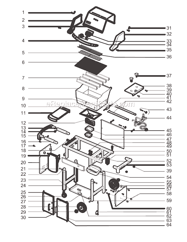 Page A Diagram and Parts List for 6711411 2005 Weber Grill