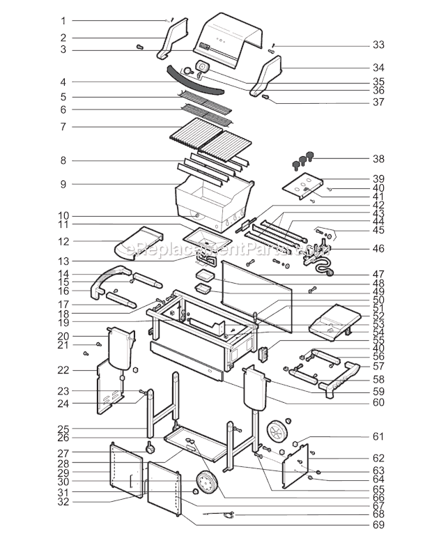 Page A Diagram and Parts List for 6731301 2005 Weber Grill