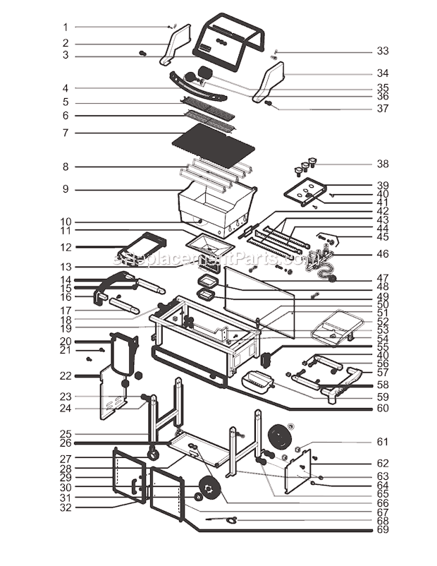 Page A Diagram and Parts List for 6731411 2005 Weber Grill