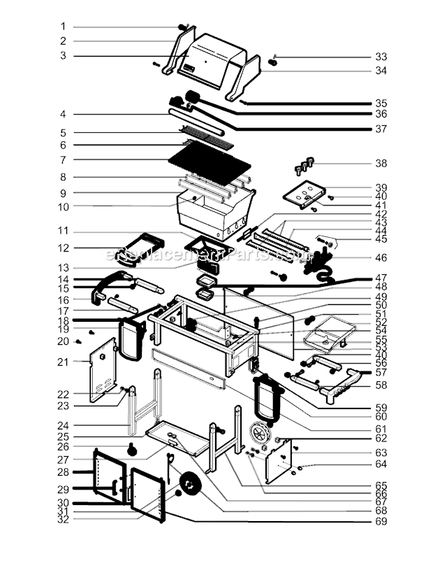 Page A Diagram and Parts List for 6780001 2005 Weber Grill