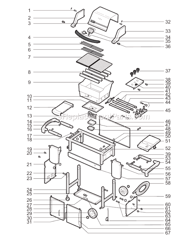 Page A Diagram and Parts List for 6831301 2005 Weber Grill