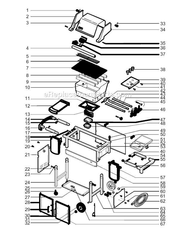 Page A Diagram and Parts List for 6850001 2005 Weber Grill