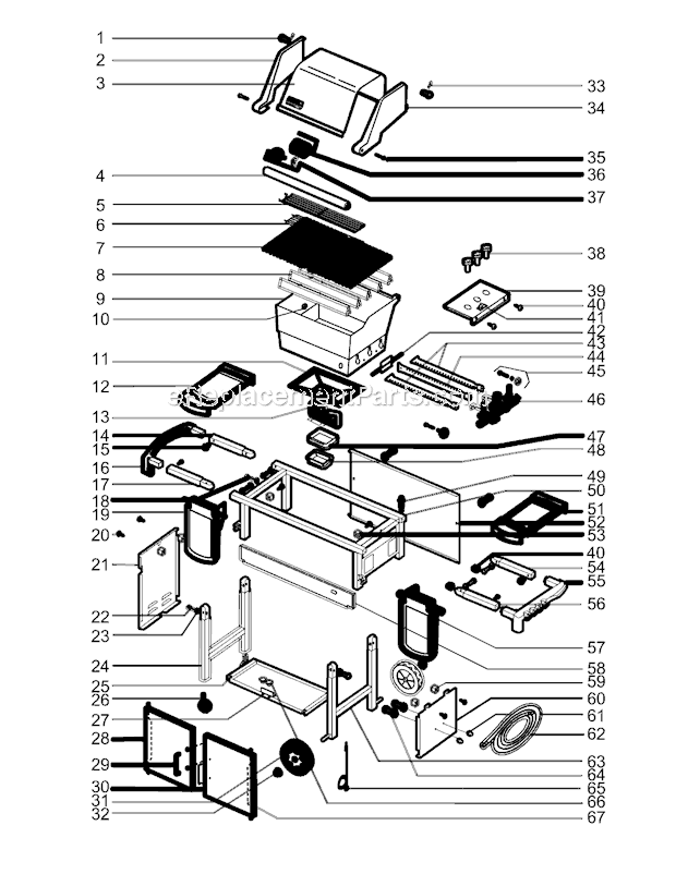 Page A Diagram and Parts List for 6870001 2005 Weber Grill