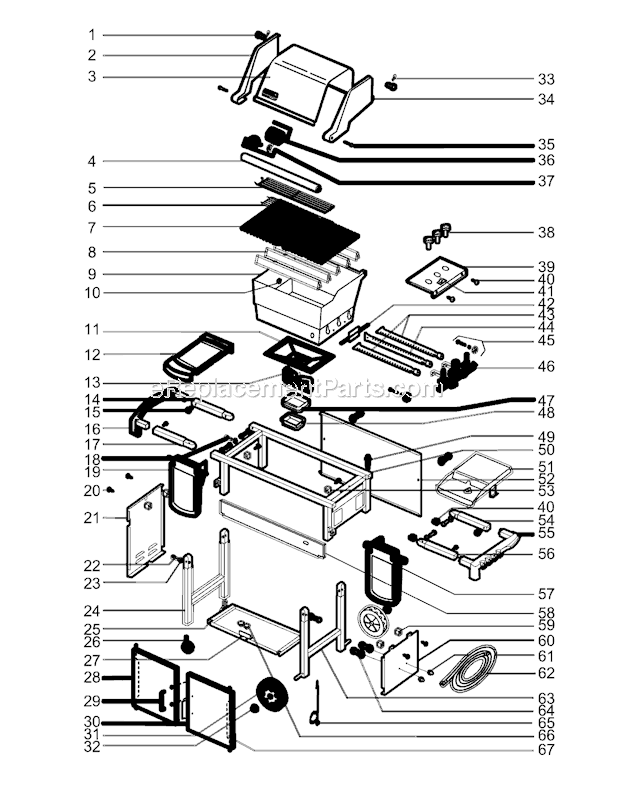 Page A Diagram and Parts List for 6880001 2005 Weber Grill