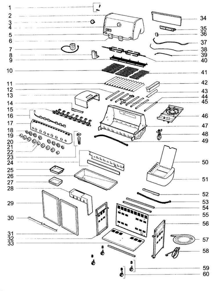 Grill Parts Diagram and Parts List for S-670 (NG)(2010) Weber Grill