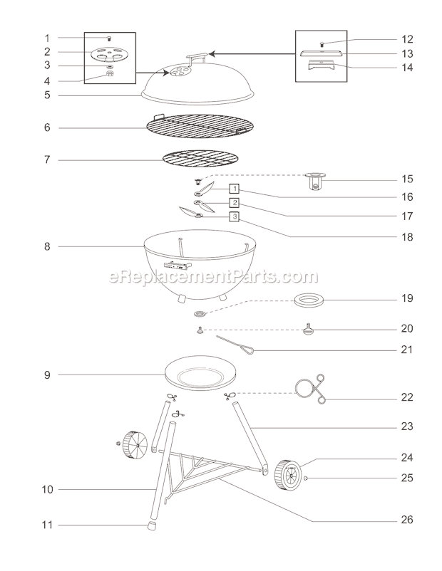 Page A Diagram and Parts List for 71001  Weber Grill