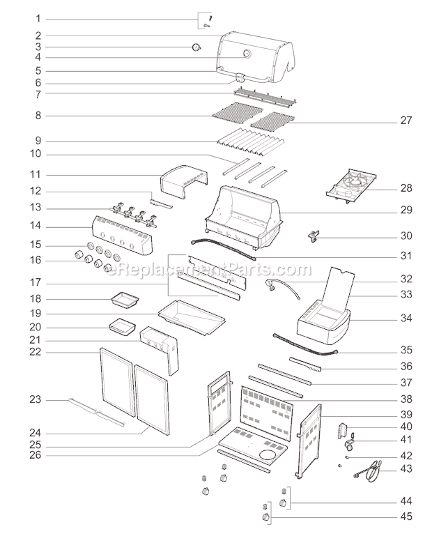 Page A Diagram and Parts List for 7121001 2010 Weber Grill