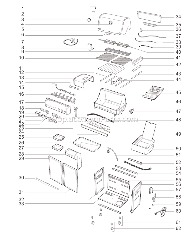 Page A Diagram and Parts List for 7171001 2010 Weber Grill