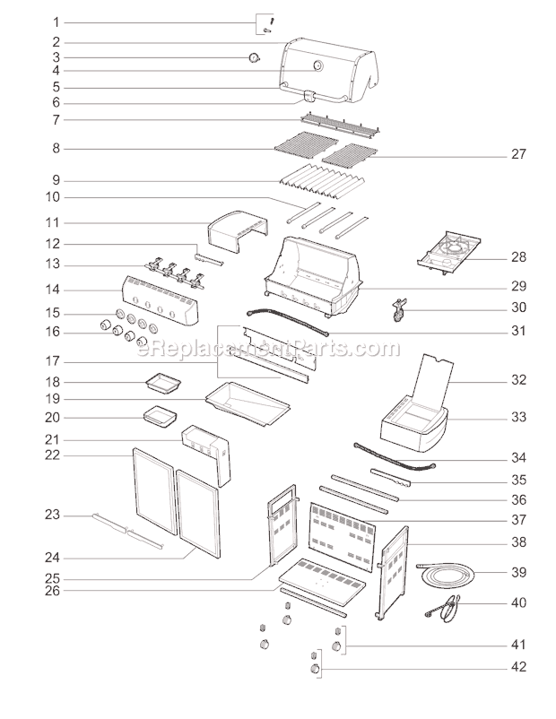 Page A Diagram and Parts List for 7221001 2010 Weber Grill