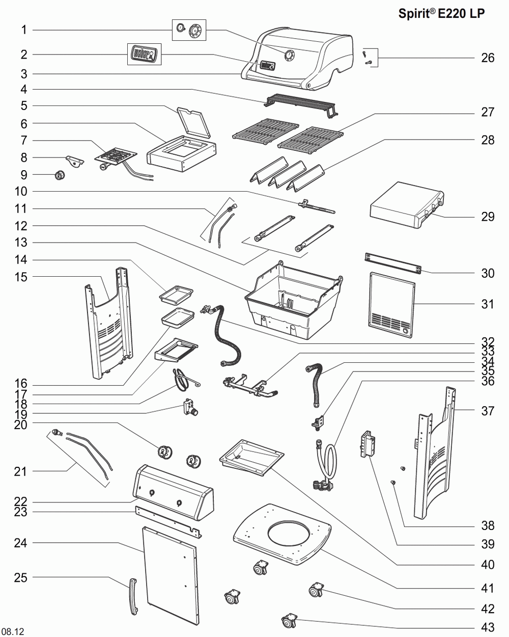 Diagram Diagram and Parts List for 46310001  Weber Grill
