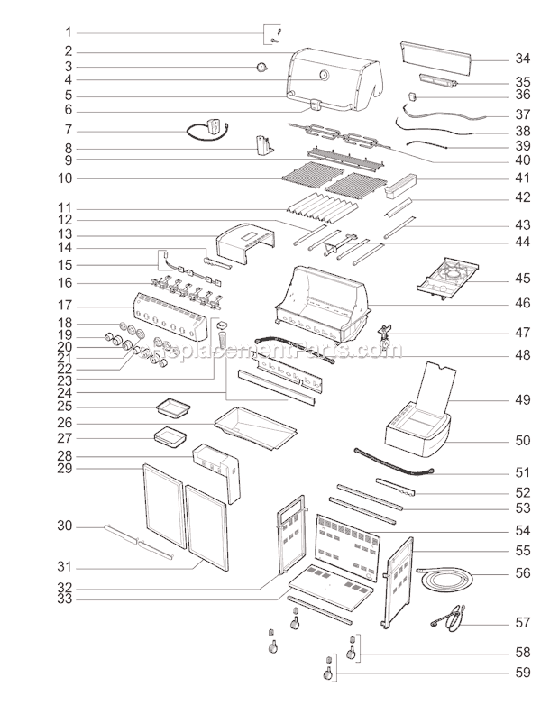 Page A Diagram and Parts List for 7270001 2010 Weber Grill