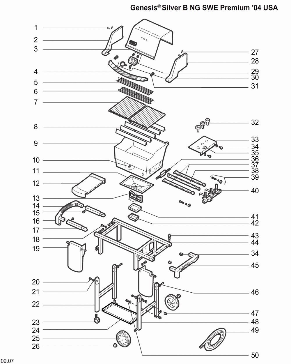 Diagram Diagram and Parts List for 6321309  Weber Grill