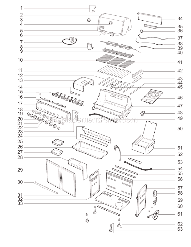 Page A Diagram and Parts List for 7371001 2010 Weber Grill